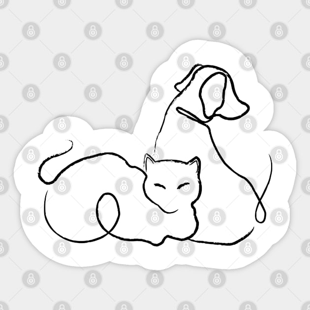 Cat and Dog Simple Sticker by DickinsonDesign